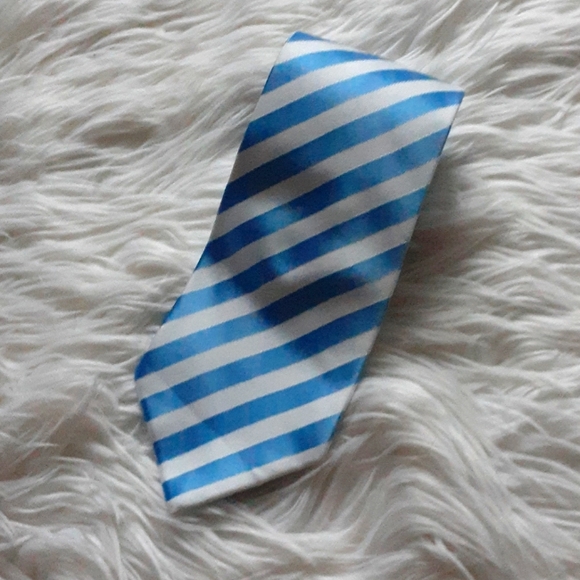 Giorgio Armani Blue & White Striped Silk Tie